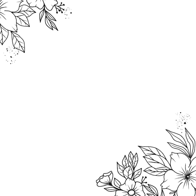 Ilustração de design de canto de moldura floral elegante