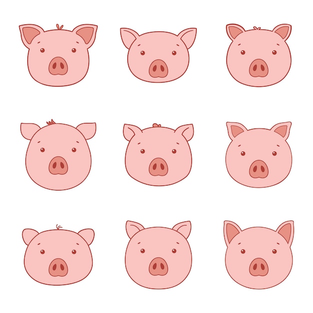 Ilustração de design de clipart de cabeça de porco