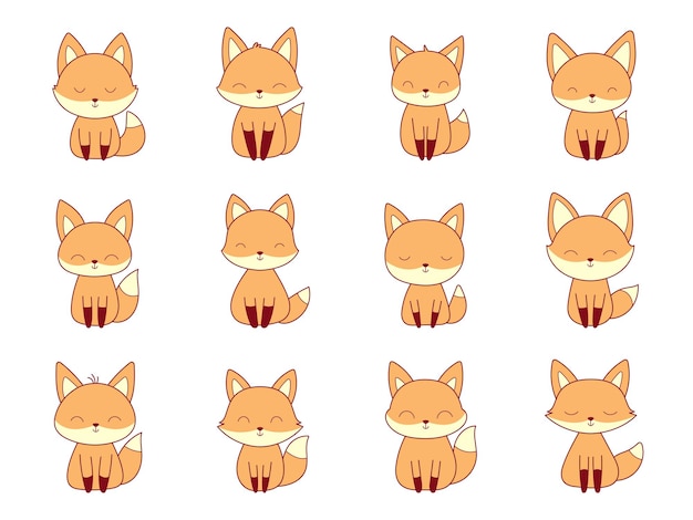 Ilustração de design de clipart de raposa bonita