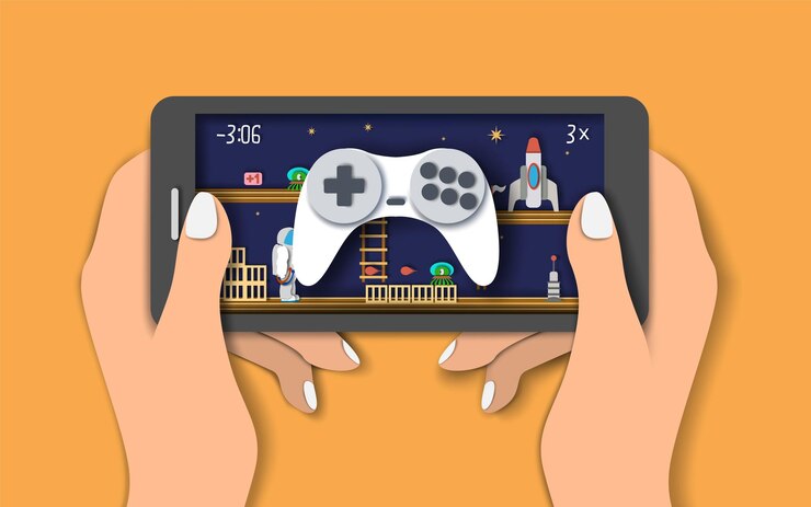 Vetor ilustração de design de estilo plano vetorial de jogos móveis