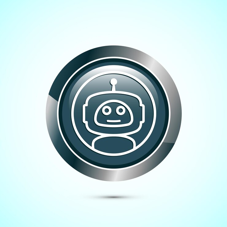 Vetor ilustração de design de ícone de assistente de ia signo de assistente digital ou virtual ícone de robô desenho de botão redondo de cor cinza