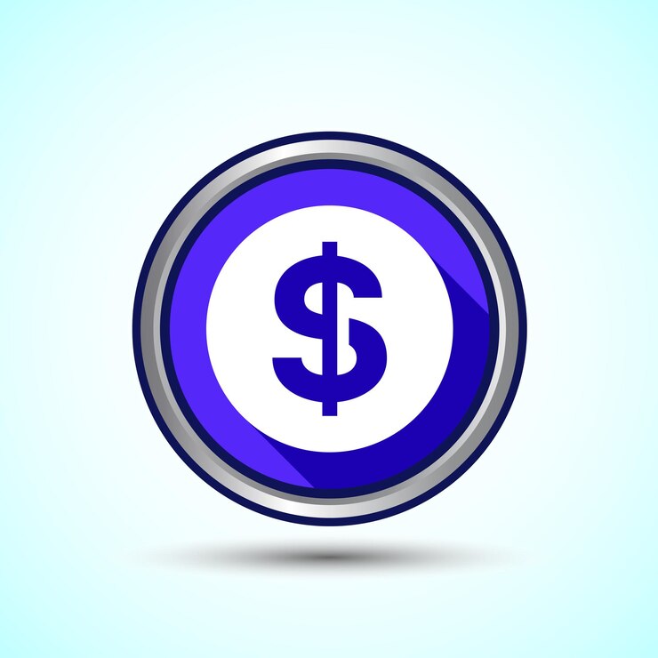 Vetor ilustração de design de ícone de dólar ícone de dinheiro para aplicativos e sites financeiros design de botão de sombra azul