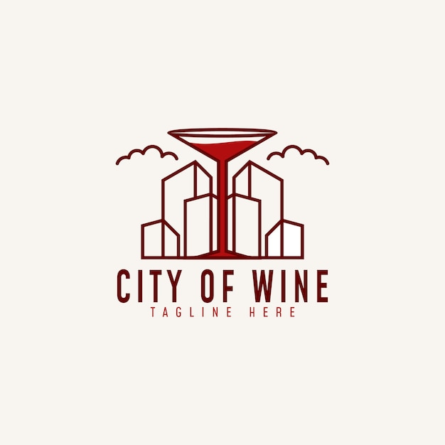 Ilustração de design de logotipo da cidade do vinho