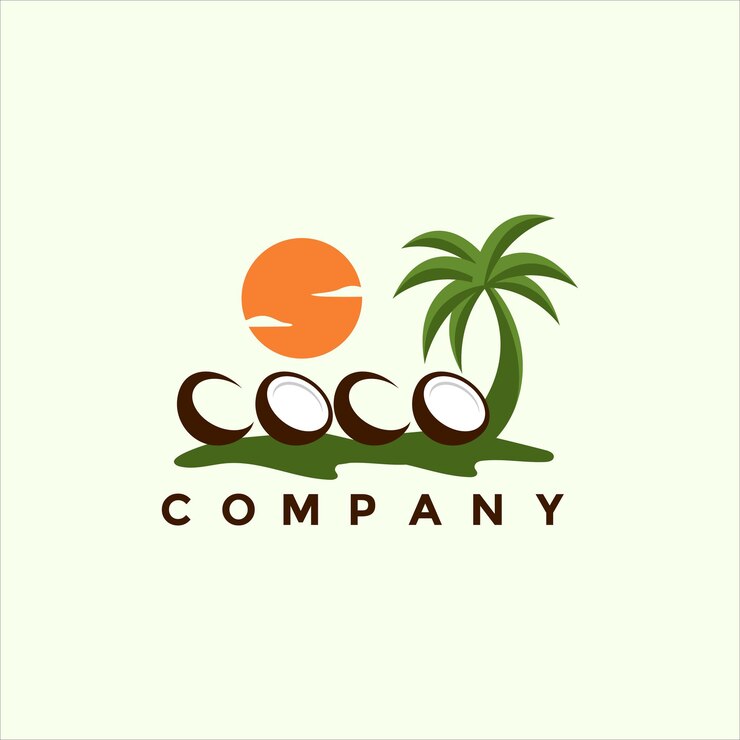 Vetor ilustração de design de logotipo de coco tropical moderno