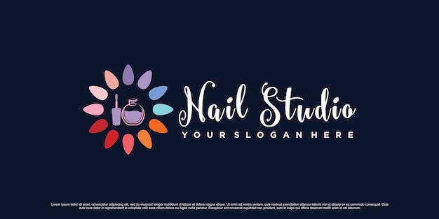 Ilustração de design de logotipo de estúdio de unhas com conceito único premium vector