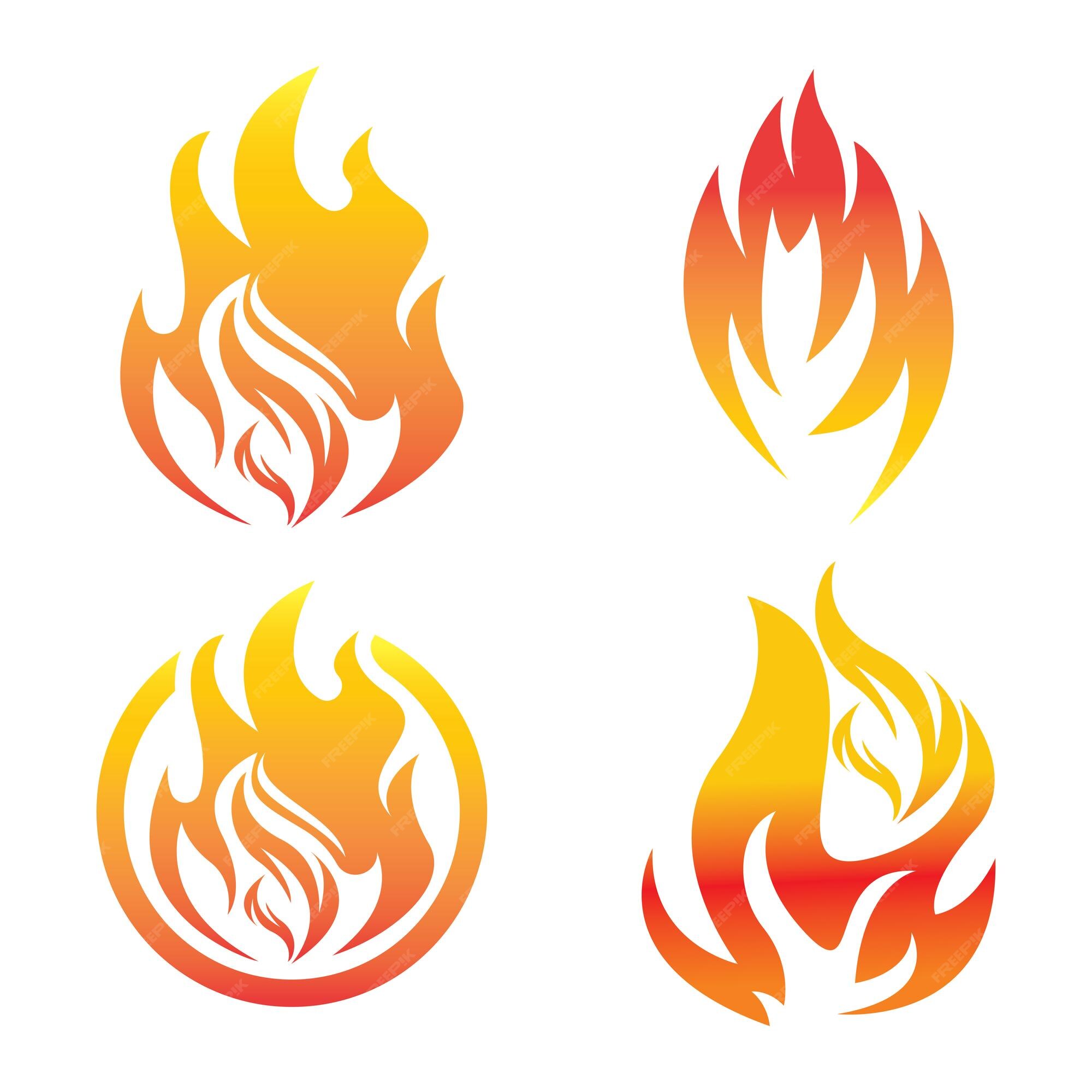 Logotipo e símbolo de fogo com ilustração vetorial de design de