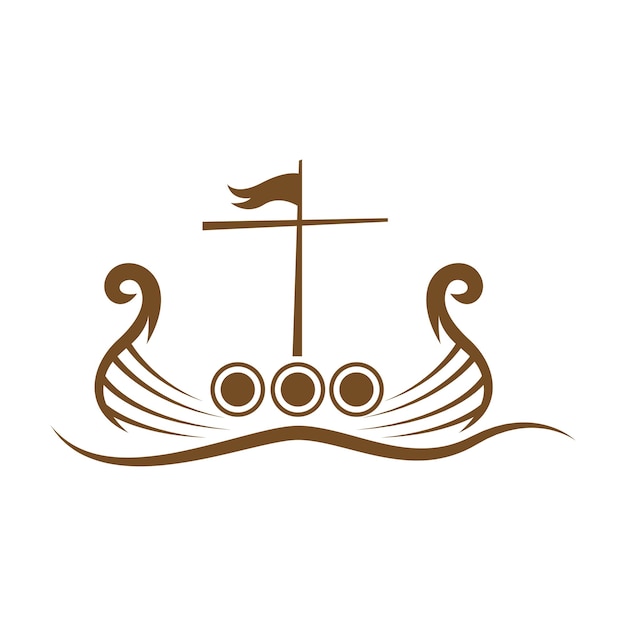 Ilustração de design de logotipo de ícone de navio viking