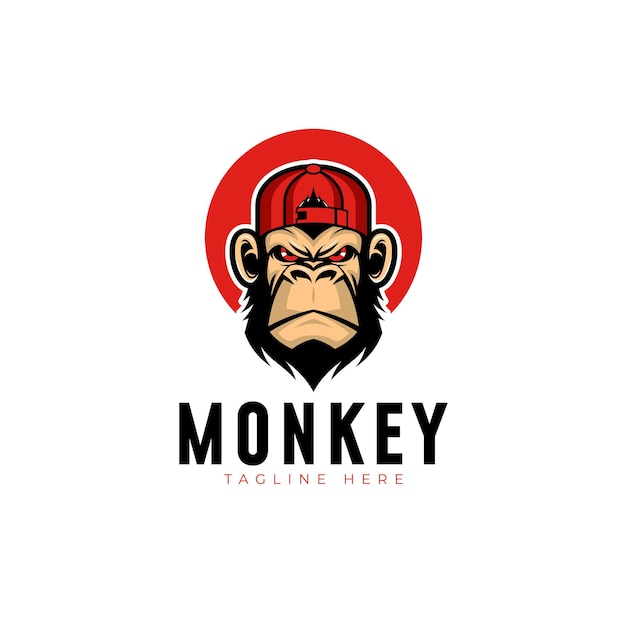 Ilustração de design de logotipo de mascote de cabeça de macaco