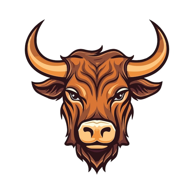 Ilustração de design de logotipo de mascote de cabeça de touro para impressão em camisetas