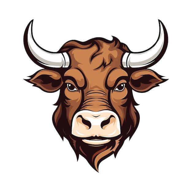 Ilustração de design de logotipo de mascote de cabeça de touro para impressão em camisetas
