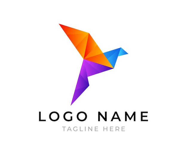 Ilustração de design de logotipo de pássaro de origami