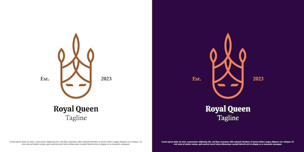 Ilustração de design de logotipo de rainha fofa silhueta de beleza mulher mulher moda princesa coroa rainha