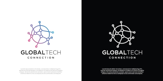 Ilustração de design de logotipo de tecnologia global Inspiração de ícone de logotipo global