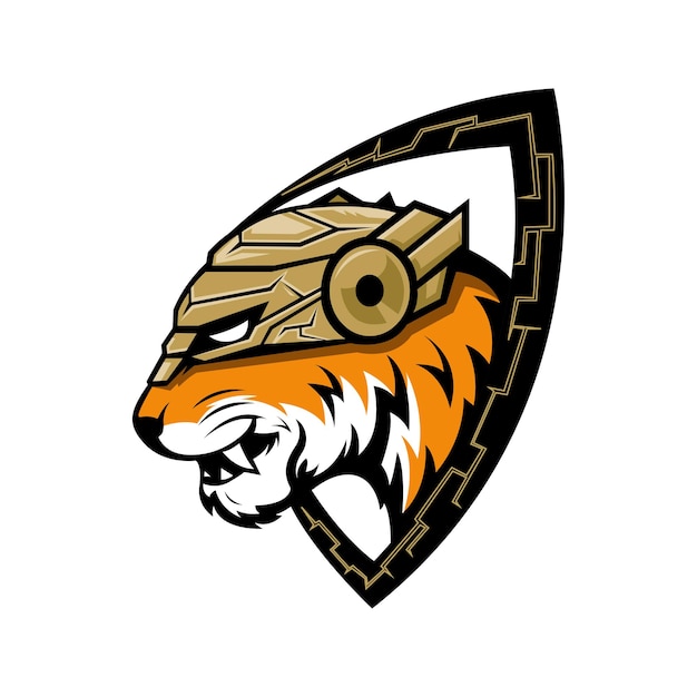 Ilustração de design de logotipo de tigre. perfeito para logotipos de esportes, jogos, designs de camisetas.