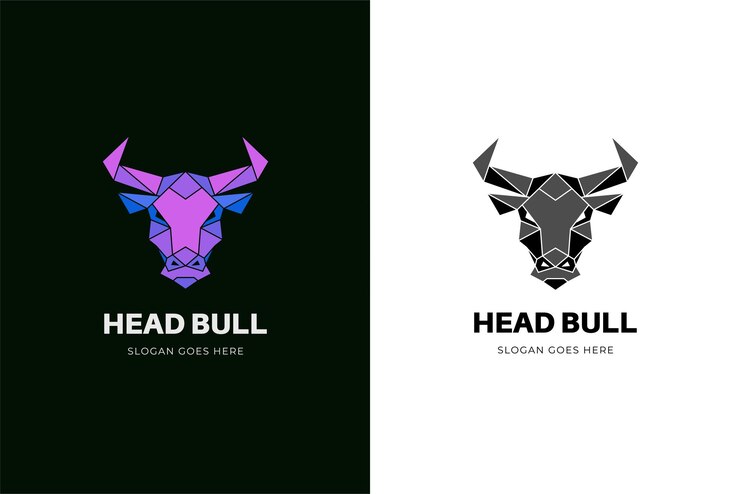 ilustração de design de logotipo de touro de cabeça poligonal de cabeça de animal elemento de design de ilustração de logotipo de vaca geométrica estilo origami