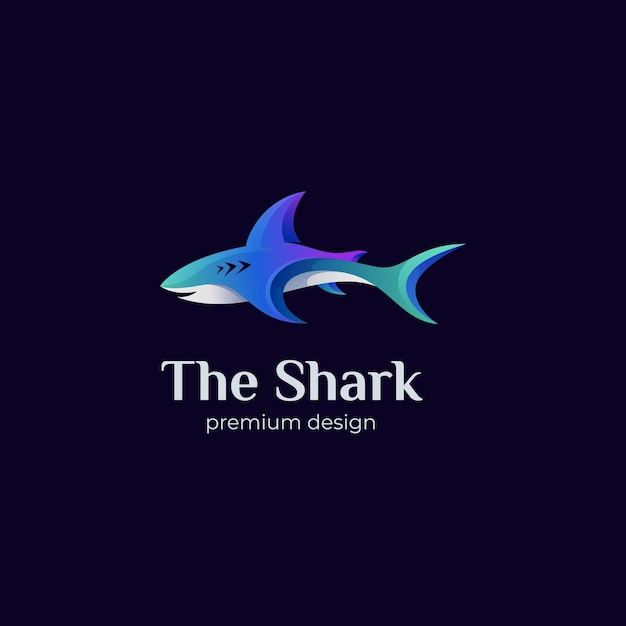 Ilustração de design de logotipo de tubarão gradiente com conceito de design de estilo colorido