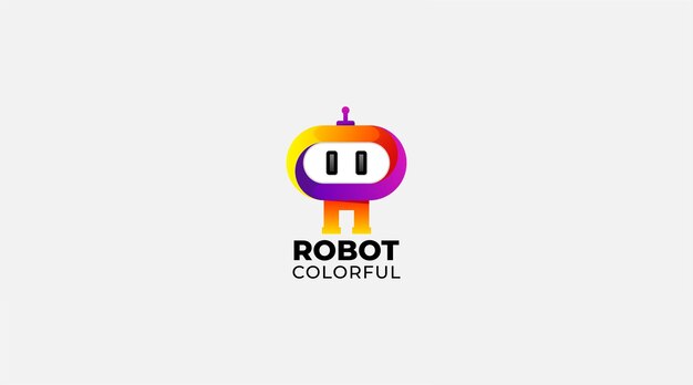 Ilustração de design de logotipo de vetor de robô gradiente