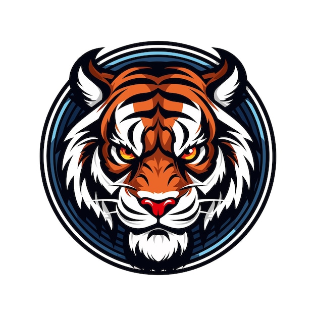 Ilustração de design de logotipo desenhada à mão de tigre uivante zangado