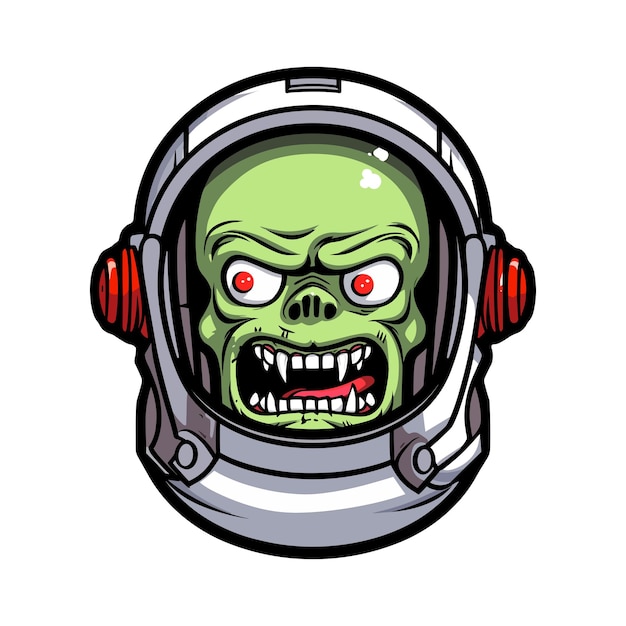 ilustração de design de logotipo desenhada de mão de astronauta zumbi