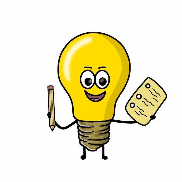 Vetor ilustração de design de modelo de vetor de personagem de lâmpada fofa de estudante