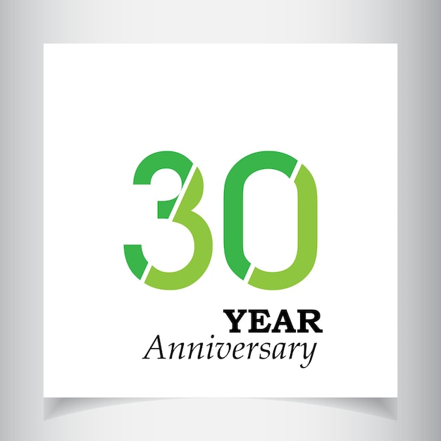 Ilustração de design de modelo vetorial verde com comemoração de 30 anos de aniversário