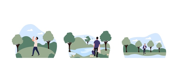 Ilustração de Design de Pacote Plano Viajante