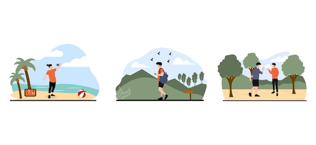 Ilustração de Design de Pacote Plano Viajante