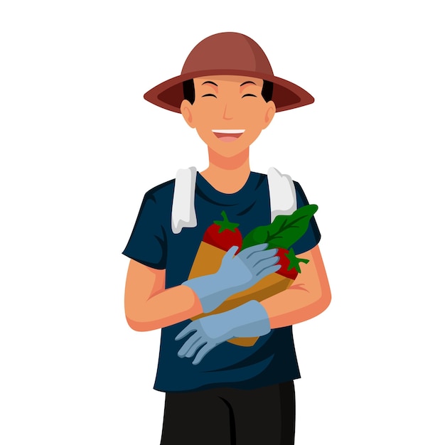 Ilustração de design de personagem de agricultor