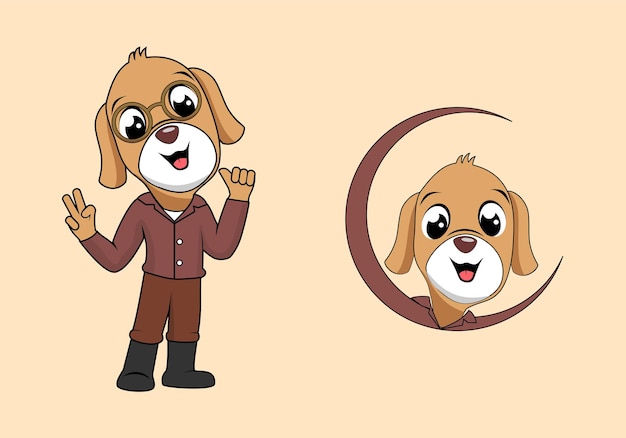 Ilustração de design de personagem de desenho animado de cachorro