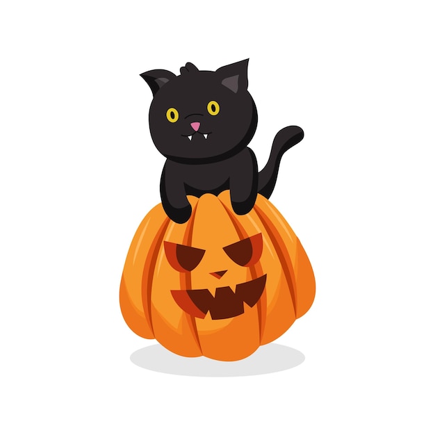 Ilustração de design de personagem de gato de Halloween