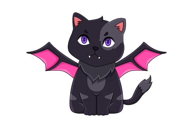 Ilustração de design de personagem de gato de Halloween