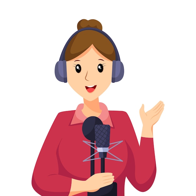 Ilustração de design de personagem de locutor de rádio