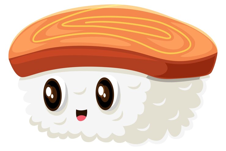 Vetor ilustração de design de personagem de sushi fofo