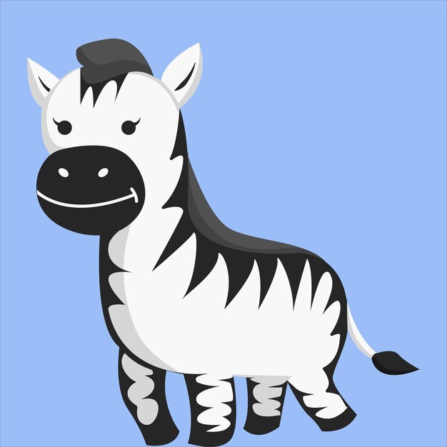 Ilustração de design de personagem de zebra fofa