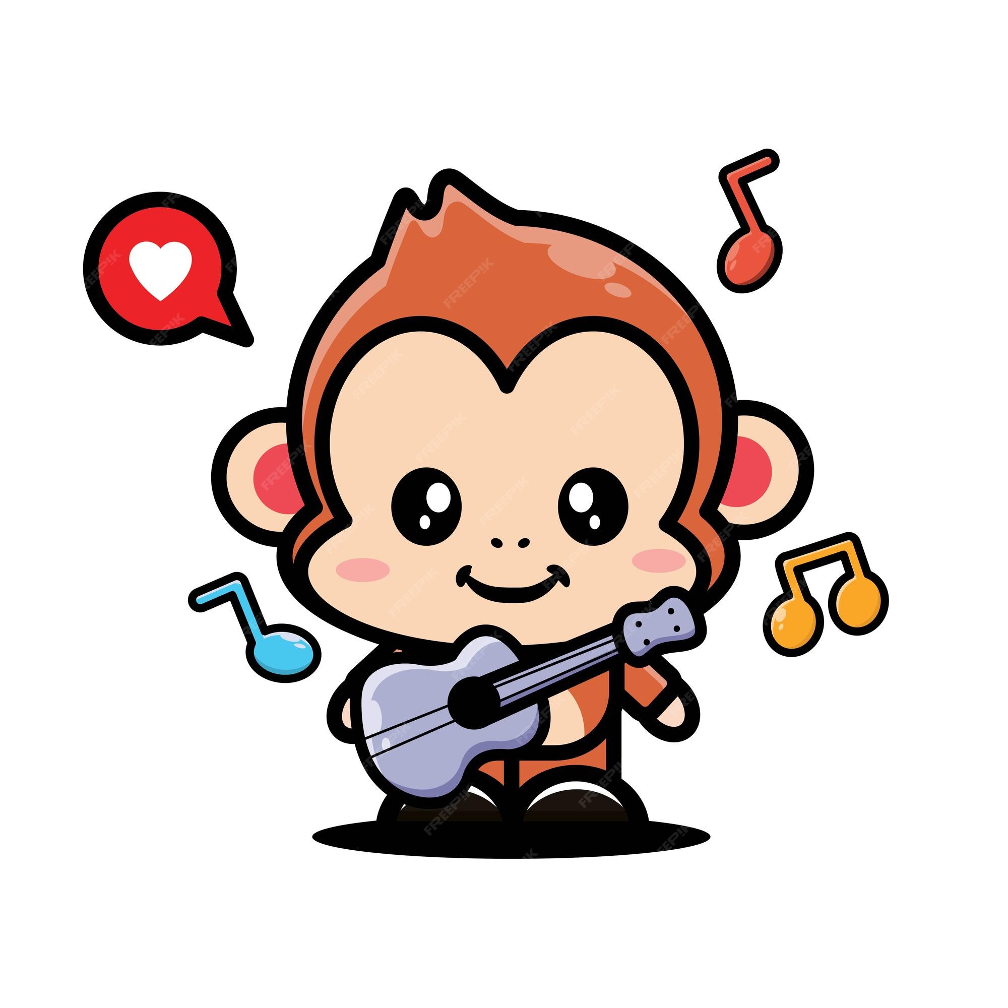 personagens de macacos fofos tocando violão 12732029 Vetor no Vecteezy