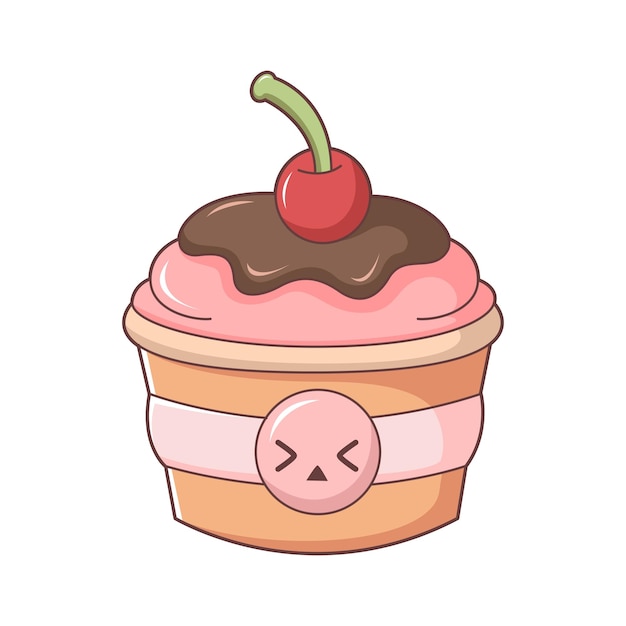 Vetor ilustração de design de personagens cute cupcake