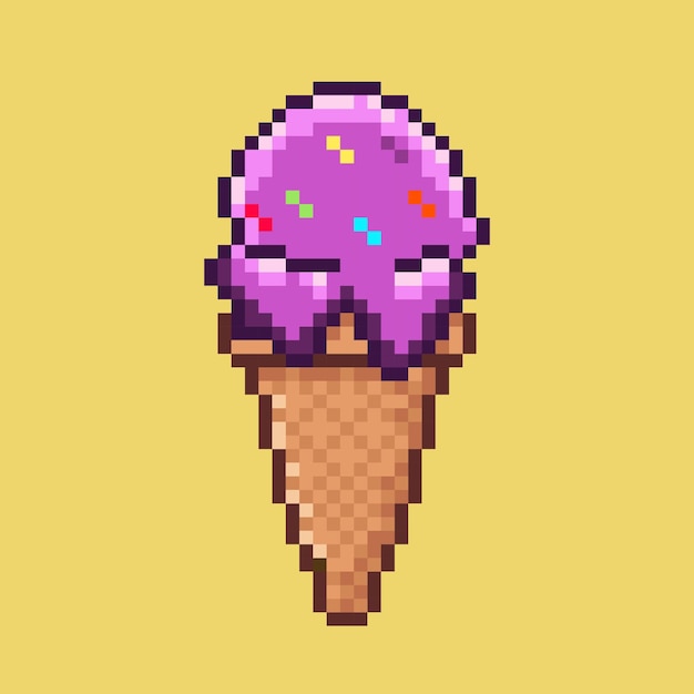 Ilustração de design de pixel art de cone de sorvete