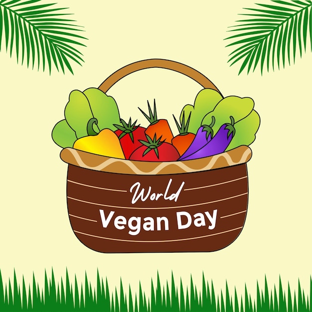 Ilustração de design de pôster do dia mundial do vegano