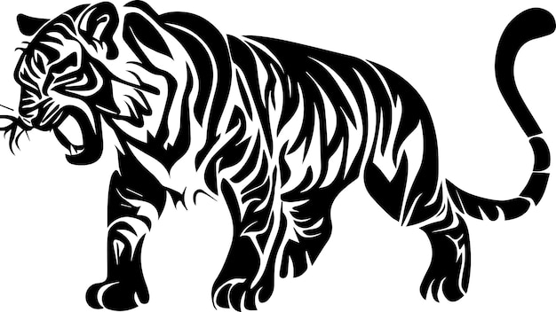 Vetor ilustração de design de tatuagem de tigre