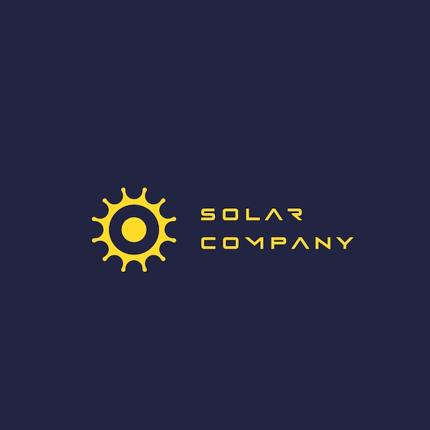 Vetor ilustração de design do logotipo da empresa de energia solar de tecnologia. sol amarelo plano moderno e minimalista de cor