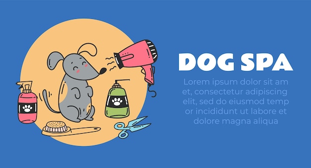 Ilustração de design gráfico do conceito de higiene do banho de banho de animais de estimação para cães