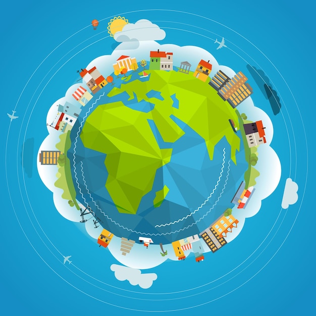 Ilustração de design plano da Terra