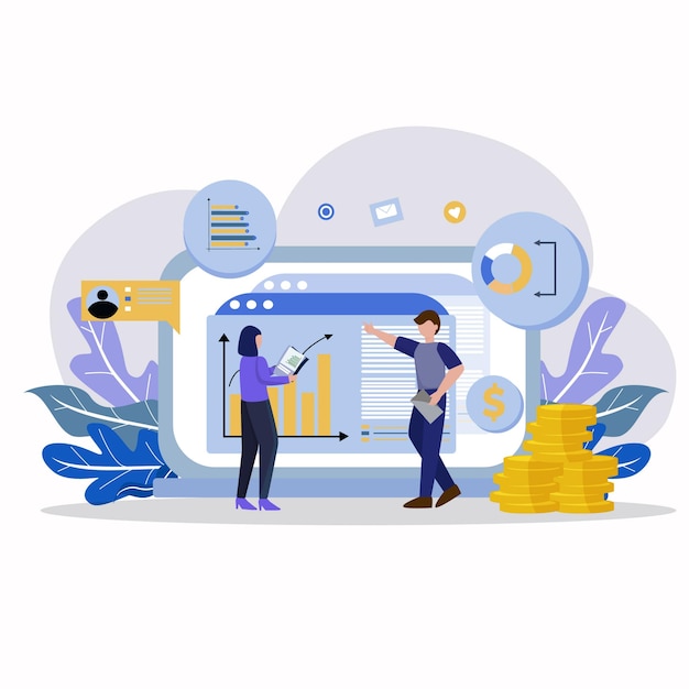 Ilustração de design plano de conceito de estratégia de marketing
