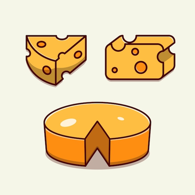 Ilustração de design plano de desenho vetorial de queijo