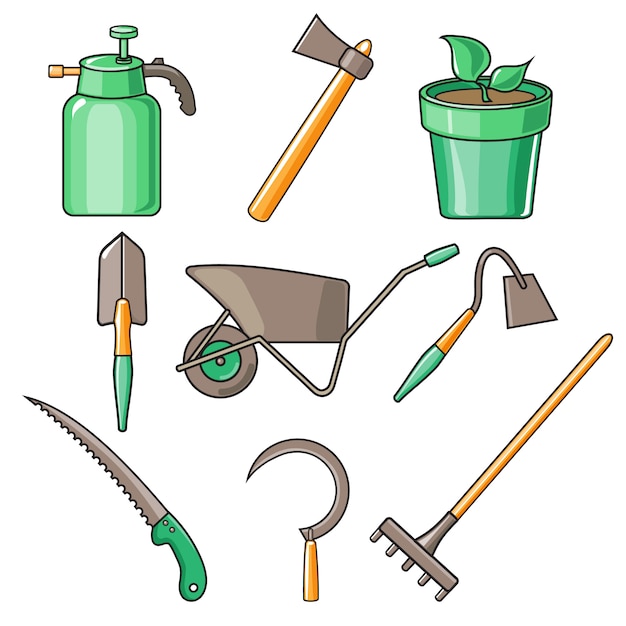 Ilustração de design plano de ferramentas de jardim
