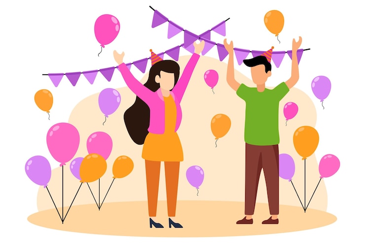 Vetor ilustração de design plano de festa de aniversário