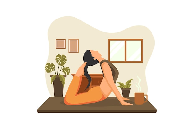 Ilustração de Design Plano de Ioga Interior