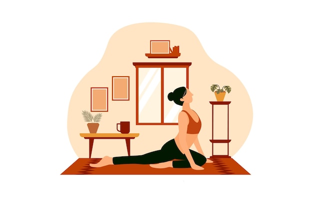 Ilustração de Design Plano de Ioga Interior