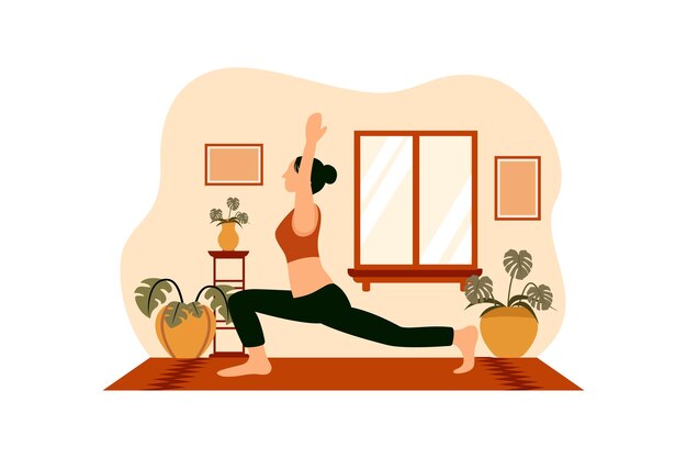 Ilustração de Design Plano de Ioga Interior