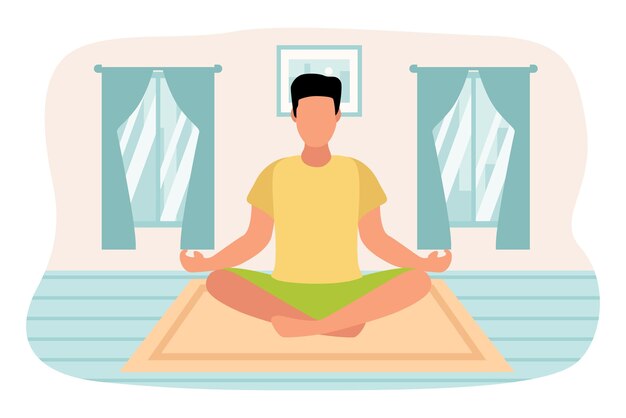 Ilustração de design plano de meditação de ioga